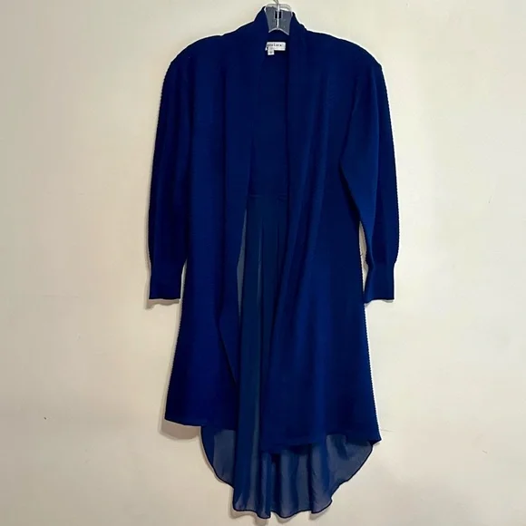 đź’™Patrizia Luca đź’™Milano đź’™Navy Open Front Cardigan đź’™Flowy Pleated Nylon Backđź’™ - Picture 1 of 5